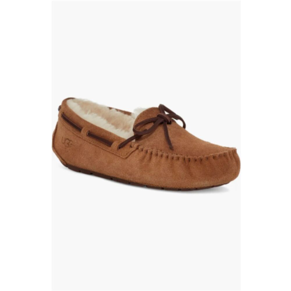 UGG Womens Leather Slippers Size 6 UGGpure Wool Lined Indoor Outdoor Rubber Sole - Picture 2 of 6